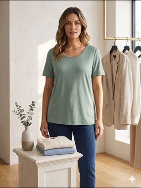 Simply Vera Vera Wang Sage Green Scoop Neck Tee - Size L (EUC)